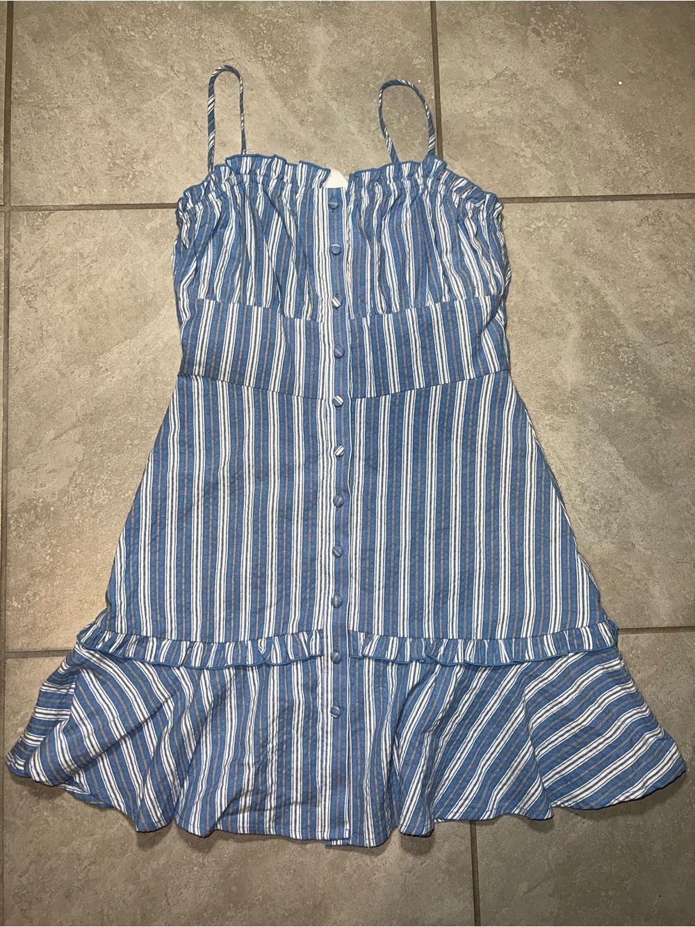 Forever 21 Blue & White Striped Button Front Mini Dress | Size Small
